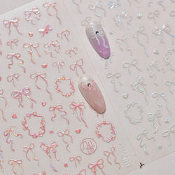 Colourful Tender Bowknot Embossment Shiny Tie Delicate Elegant 3D 5D Self Adhesive Nail Art Stickers Rhinestone Manicure Decals (ONLINE ORDER ONLY)