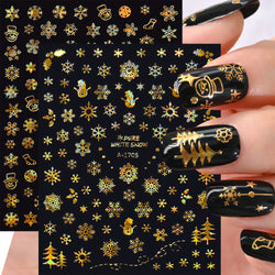 1PCS Laser Gold Snowflake Christmas Tree Nail Sticker 3D Adhesive Nail Decals Nail Art Accessories New Christmas Decoration 2024 (ONLINE ORDER ONLY)