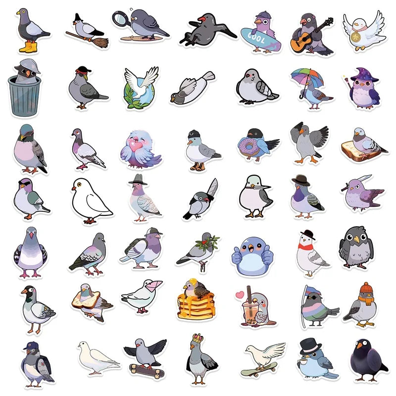 10/30/50PCS Kawaii Pigeon PVC Sticker Aesthetic Chidlren's Korean Stationery Decoration Scrapbooking School Supplies for Kids (ONLINE ORDER ONLY)