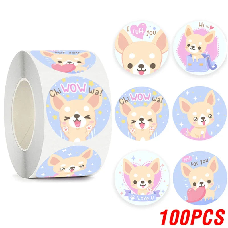100-500pcs Cute Animal Encourage Sticker Kawaii Children Reward Stickers Creative School Supplies 2.5cm Circle Kids Toy Stickers (ONLINE ORDER ONLY)