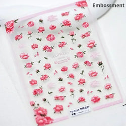 Hummingbird Iris Butterfly Peony Rose Tulip Daisy Lily Flowers Morning Glory Pearl Rhinestones Nail Art Sticker Decoration Decal (ONLINE ORDER ONLY)