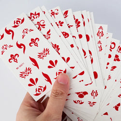 35pcs Eyebrow Flowers Stickers Red Dot Forehead Lotus Stickers Waterproof And Long Lasting Realistic Temporary Tattoo Stickers * (ONLINE ORDER ONLY)