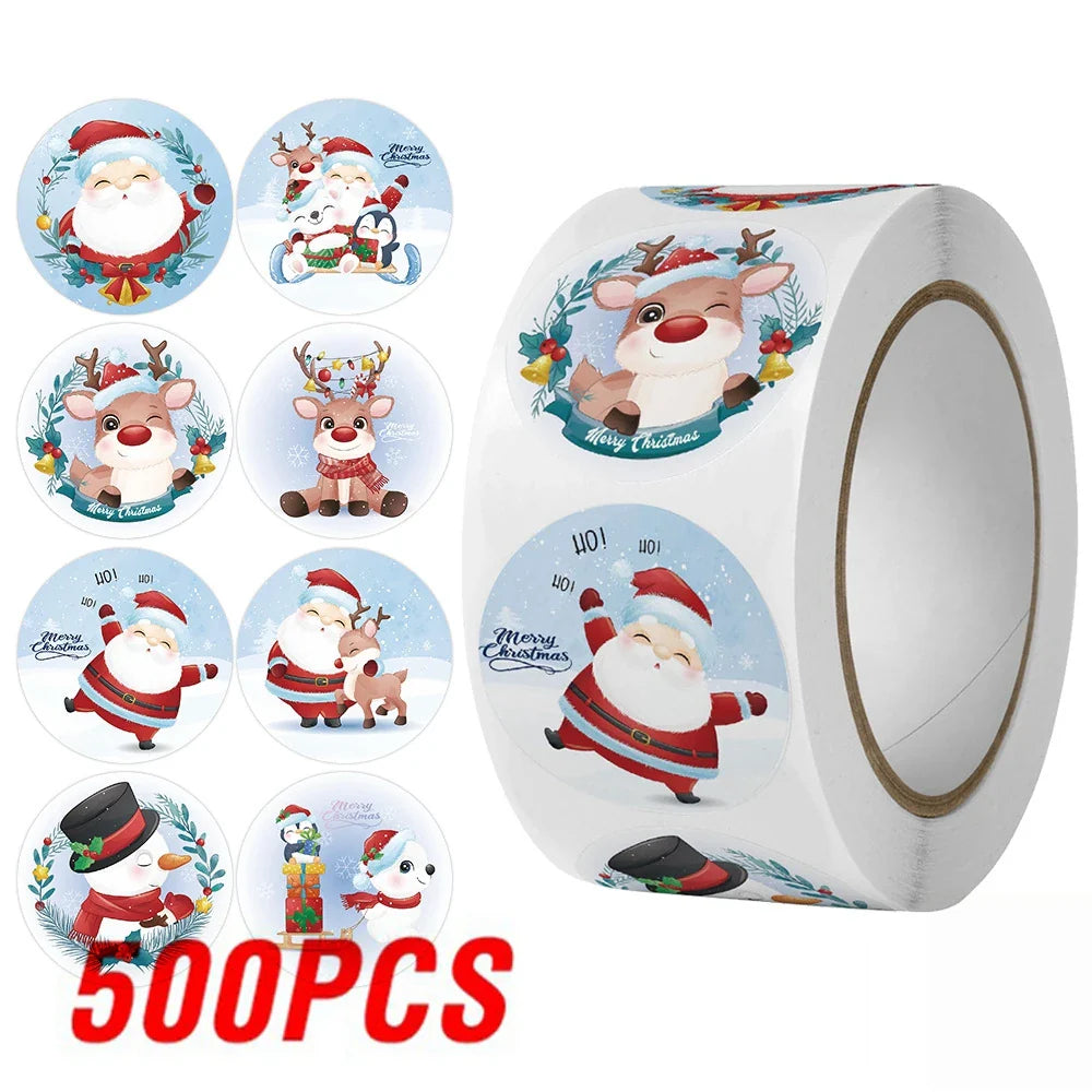 100-500Pcs Gold Snowflake Christmas Stickers Candy Bag Envelopes Sealing Label Christmas Gifts Box Decorations Sticker (ONLINE ORDER ONLY)