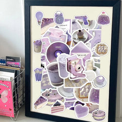 10/30/60PCS Ins Cartoon Purple Stickers Aesthetic Cute Korean Style Cartoon Decals Toys DIY Phone Fridge Laptop Guitar Wall Car (ONLINE ORDER ONLY)