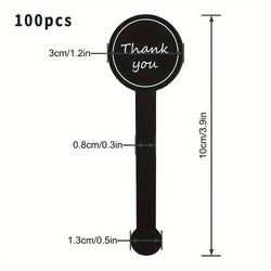 100/200pcs Black Thank You Sealing Stickers for Pudding Bottles, Baking Boxes, Handicrafts (Online Order Only)