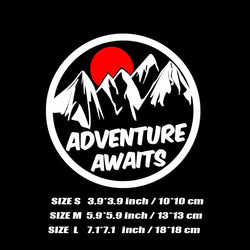 Adventure awaits  ,sun and mountains stickers  Vinyl Decals - For Cars, Trucks, Walls, Laptops, Windows, Motorcycles, (ONLINE ORDER ONLY)