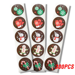 100-500pcs Christmas Stickers Santa Snowflake Adhesive Label Stickers DIY Biscuit Gift Baking Business Packaging Stickers (ONLINE ORDER ONLY)