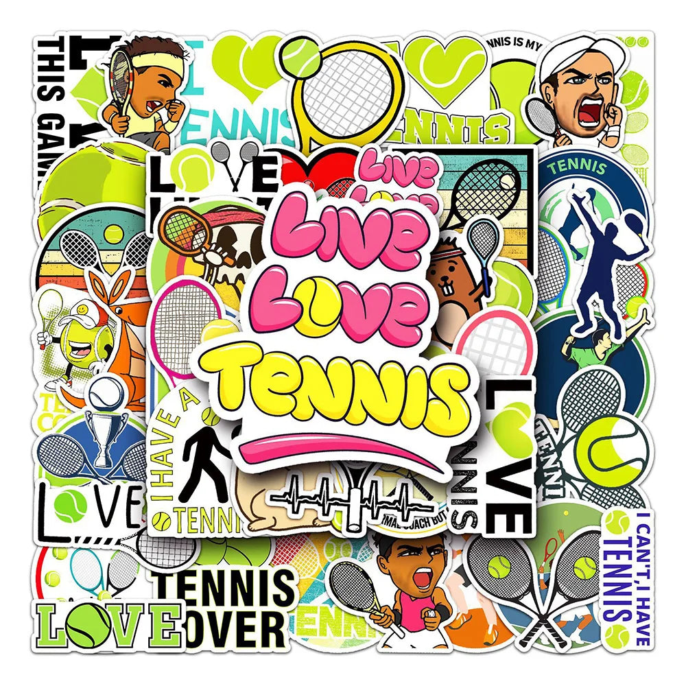 10/30/50PCS Love Tennis Cartoon Sports Sticker Graffiti Travel Luggage Fridge Laptop Waterproof Cool Sticker Decal (ONLINE ORDER ONLY)