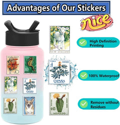 50pcs Retro Stamp Art Stickers Vintage Aesthetic Cartoon Decals For Laptop Luggage Skateboard Phone Sticker Kids Toys (ONLINE ORDER ONLY)