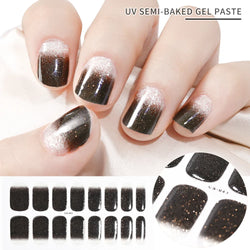 Nude Pink French Semi-Cured Gel Nail Patch Slider Adhesive Waterproof Long Lasting Full Cover Gel Nail Sticker UV Lamp Needed *^ (ONLINE ORDER ONLY)