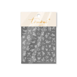 Brown Blue White Hand Drawn Sketch Plants Leaves Bowknot Butterfly Flowers Adhesive Nail Art Decoration Stickers Manicure Decals (Online Order Only)