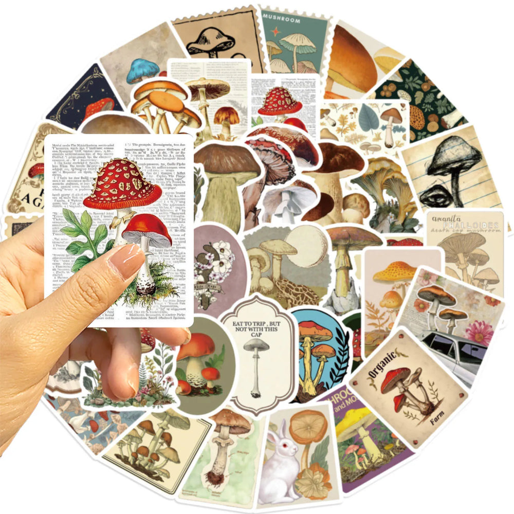 10/30/50PCS Mushroom Graffiti Stickers Retro Style Graffiti Decals Cartoon stickers Toy DIY Scrapbook Luggage Guitar Car Bike (ONLINE ORDER ONLY)
