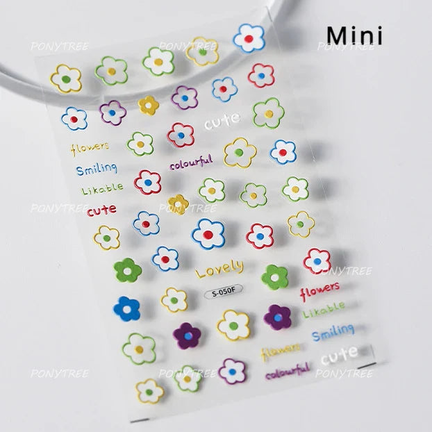 Flower Garden Purple Yellow Pink Daisy Butterfly Delicate 5D Soft Relief Adhesive Nail Art Decoration Sticker 3D Manicure Decals (ONLINE ORDER ONLY)