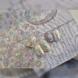 Colorful Geometric Gem Wing Love Heart Bowknot Moon Star Figure Totem Line Retro Self Adhesive Nail Art Stickers Manicure Decals (ONLINE ORDER ONLY)