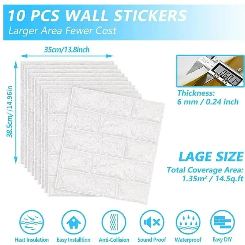3D Three-dimensional Wall Stickers Self-adhesive Wallpaper Anti-collision Decorative Stickers 10pc (Online Order Only)
