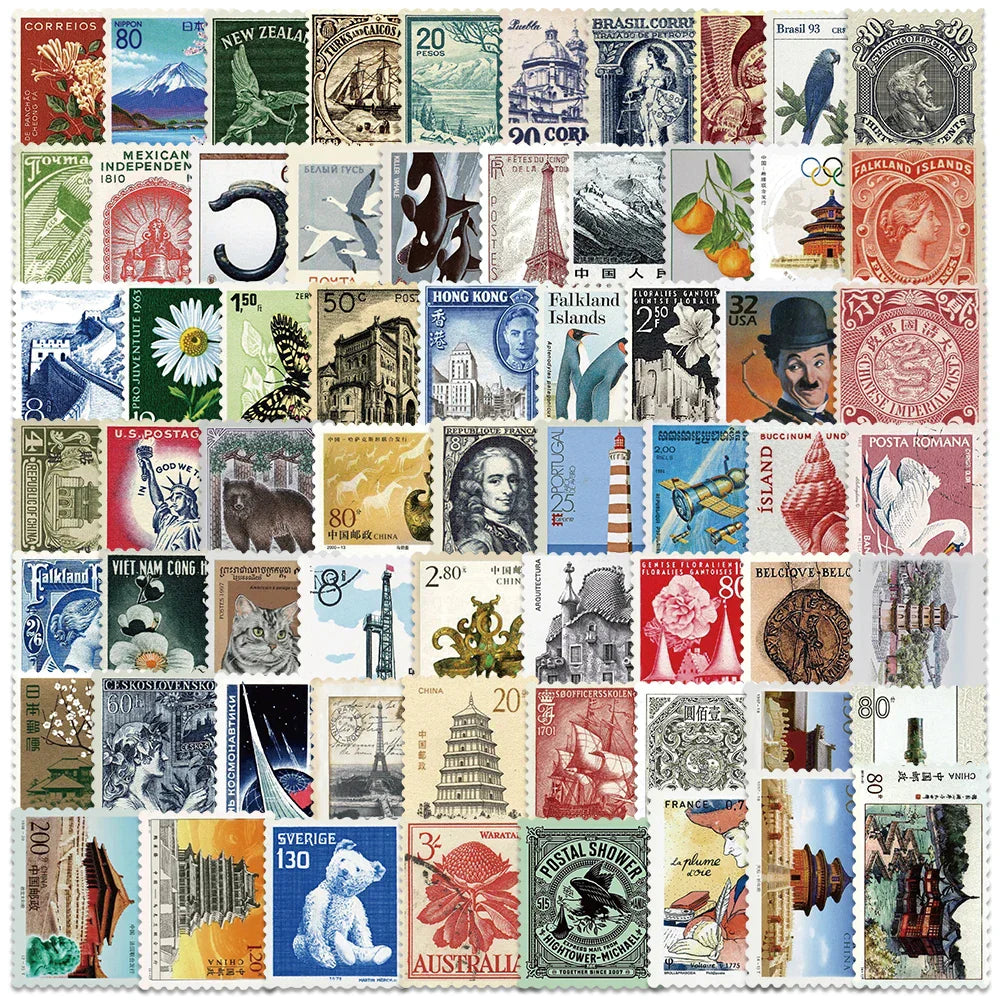 64PCS Vintage Medieval Stamp Stickers for Phone Laptop Luggage Planner Diary Vinyl Decal (Online Order Only)