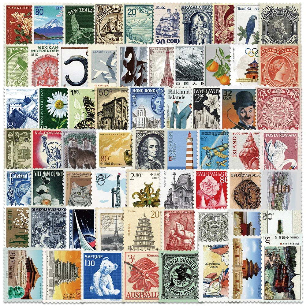 64PCS Vintage Medieval Stamp Stickers for Phone Laptop Luggage Planner Diary Vinyl Decal (Online Order Only)