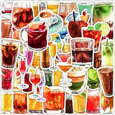 Cocktail Drink Stickers for Luggage, Water Bottle, Phone, Laptop, Guitar, Car Decal (Online Order Only)