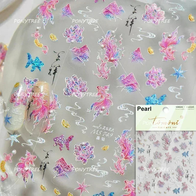 Beach Colourful Conch Dolphin Shell Starfish Jellyfish Star Summer Sea Wave Vacation Mode Water Bubble Nail Art Stickers Decals (Online Order Only)
