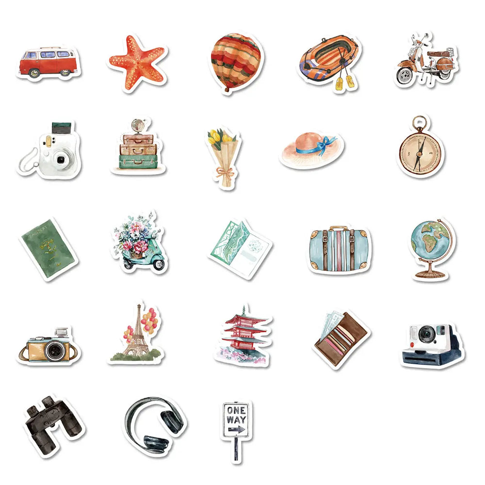Etori Life 46pcs Vintage Cute Object Stickers for Laptops, Diaries, Scrapbooks (Online Order Only)