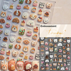 Small Animals Meeting Dog Cat Kitten Bowknot Cherry Butterfly Wreath Paw Star Hat Self Adhesive Nail Art Stickers Manicure Decal (ONLINE ORDER ONLY)