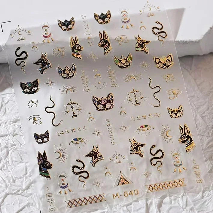 Dark Sword Coiled Snake Cross Butterfly Wing Starburst Starlight Gothic Reptile Animals Nail Art Sticker Festival Manicure Decal (ONLINE ORDER ONLY)