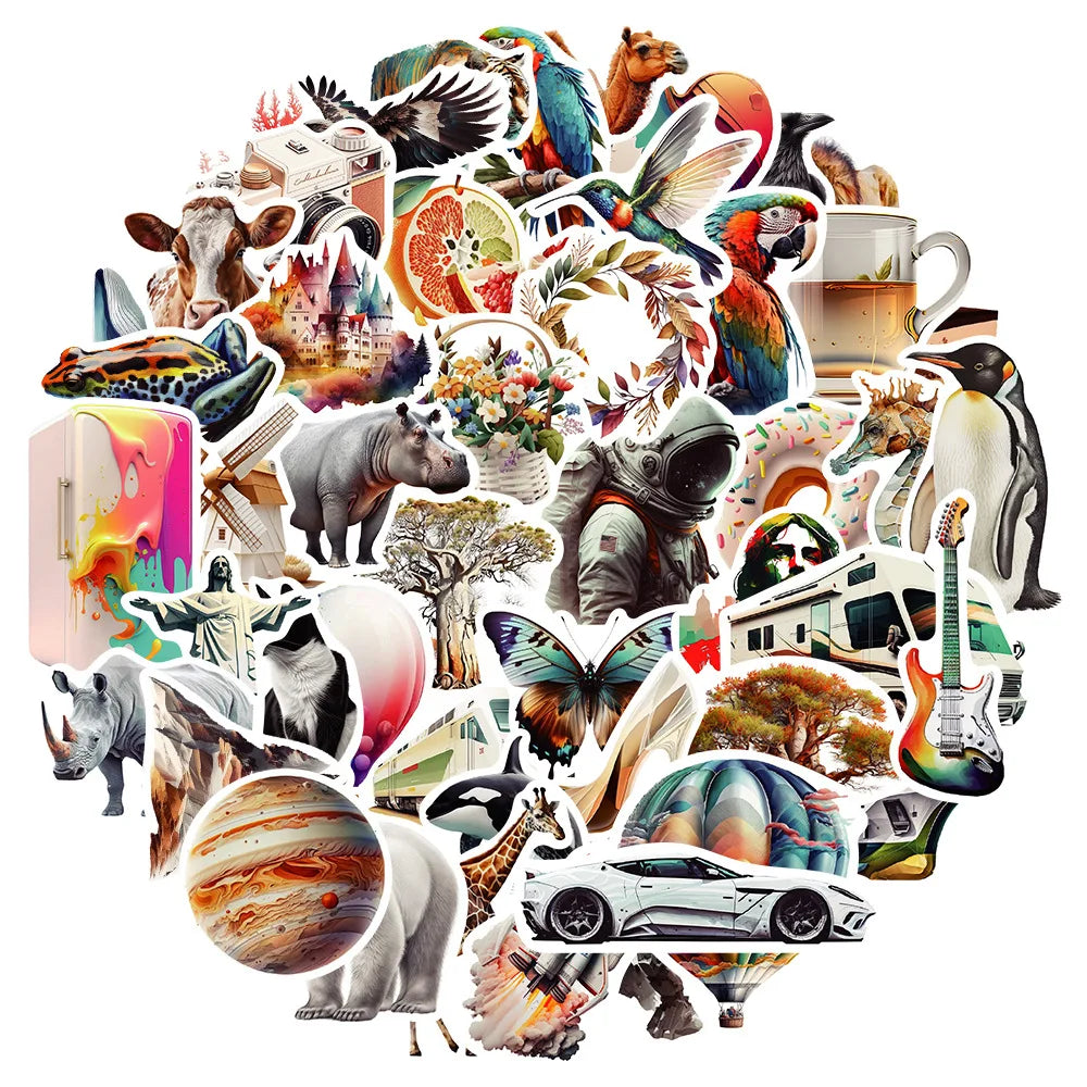 Little Fresh Illustration Stickers for Suitcase, Skateboard, Laptop, Luggage, Fridge, Phone, Car - 10/30/50Pcs (ONLINE ORDER ONLY)
