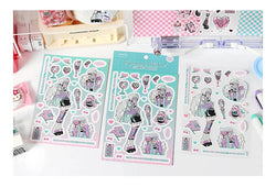 1pcs New Kawaii Heartbeat Girl Scrapbooking Sticker Art Collage Diary Journal DIY Craft Aesthetics Decorative Sticker Stationery (ONLINE ORDER ONLY)