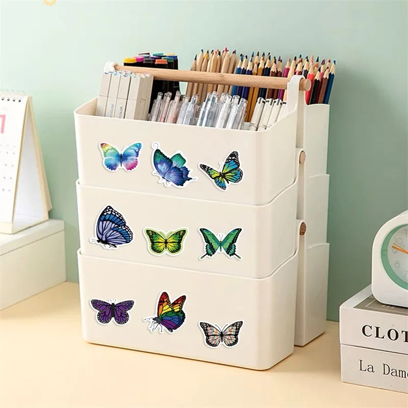 500PCS Fresh Butterfly Sticky Paper Labels Thank You Sticker Sealing Decoration Scrapbooking Stationery Hand Accounting Supplies (Online Order Only)