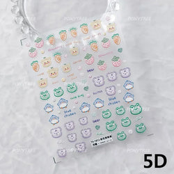 Cute Duck Pear Bowknot Mini Flower Duckling Line Bow Photo Frame Seal Stamp Figure Self Adhesive Nail Art Sticker Manicure Decal (ONLINE ORDER ONLY)