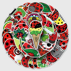 50Pcs Ladybug Cartoon Waterproof Vinyl Stickers for Skateboard Snowboard Decals (Online Order Only)