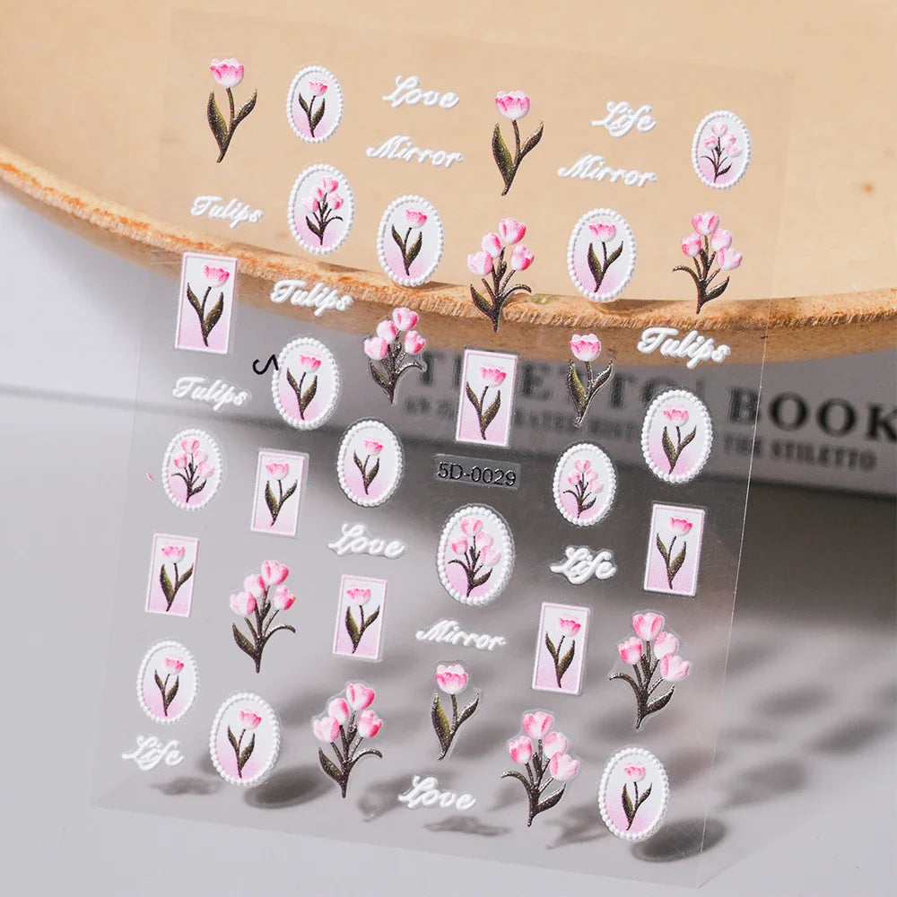 1Sheet Valentine's Day Decals 5D Nail Art Stickers Heart Self-Adhesive Slider Love Letters DIY Manicure Accessories "Dopamine" % (ONLINE ORDER ONLY)