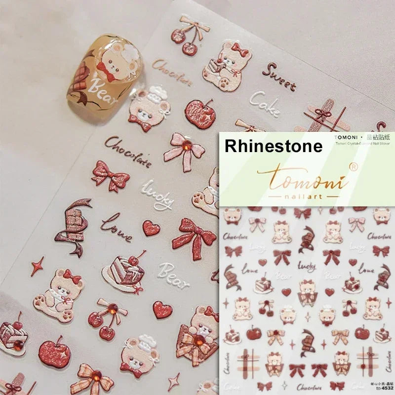 Lovely Dog Puppy Dream Heart Flower Star Pizza Food Sugar Skewers Strawberry Desserts Adhesive Nail Art Stickers Manicure Decals (Online Order Only)