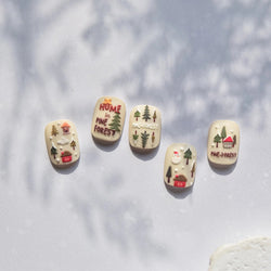 Snowman Tree House Cedar White Pine Forest Warm Winter Cloud Self Adhesive Nail Art Stickers Snowflake Star Snow Manicure Decals (ONLINE ORDER ONLY)