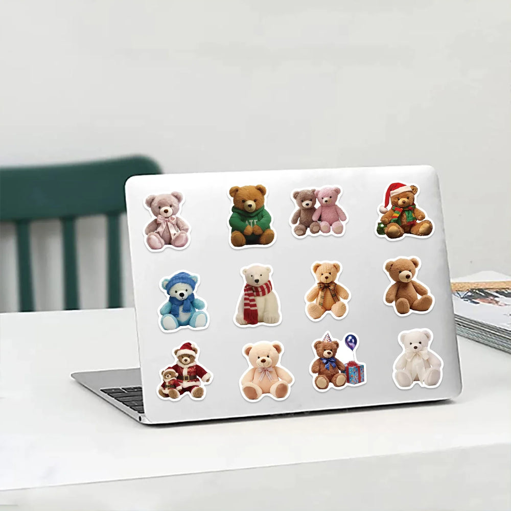 50PCS Cartoon Anime Kawaii Bear Stickers Plush For Water Bottle Laptop Skateboard Scrapbook Luggage Kids Sticker Waterproof PVC (Online Order Only)