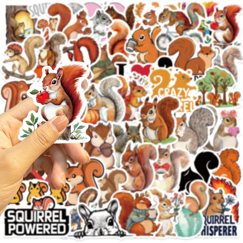 Kawaii Animal Stickers Squirrel Cartoon Kids Luggage Laptop Guitar Car Bike Skateboard Decals (Online Order Only)