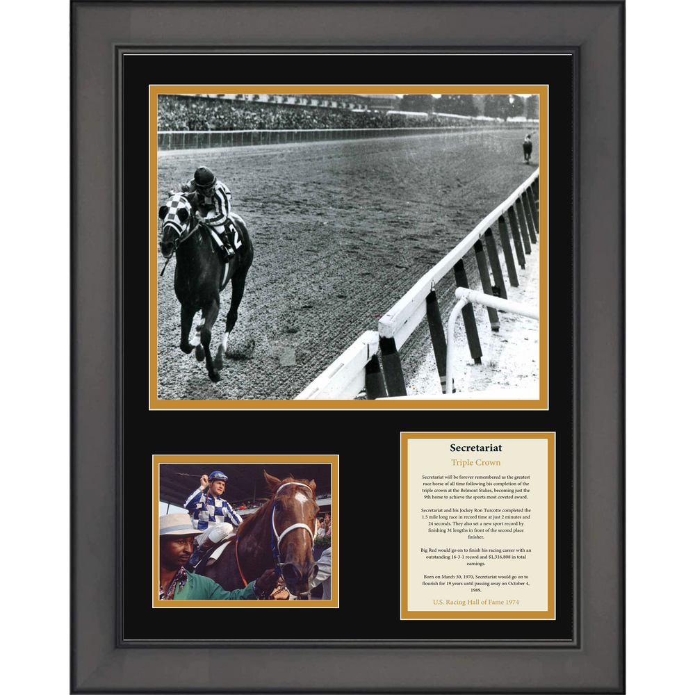 Framed Secretariat & Ron Turcotte Kentucky Derby Triple Crown Winner 11"x14"Horse Racing Three Photo Collage (ONLINE ORDER ONLY)