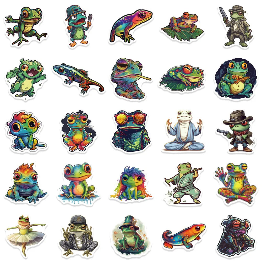 10/30/51PCS Colorful Psychedelic Frog Cartoon Stickers DIY Laptop Luggage Skateboard Graffiti Decals Fun for Kid Toys Gift (ONLINE ORDER ONLY)