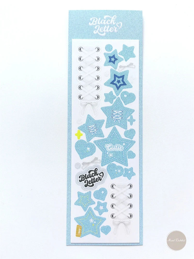 Korean Ins Creative Denim Pattern Stickers Scrapbooking Idol Album Decoration Sticker Aesthetic Personalized Kawaii Stationery (ONLINE ORDER ONLY)