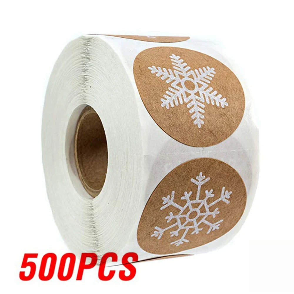 100-500Pcs Gold Snowflake Christmas Stickers Candy Bag Envelopes Sealing Label Christmas Gifts Box Decorations Sticker (ONLINE ORDER ONLY)