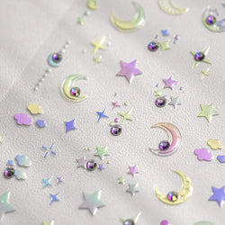 Dreamy Moon Star Cloud Butterfly Starrylight Rhinestone 5D Soft Embossed Relief Nail Art Sticker 3D Decal Decoration Manicure (ONLINE ORDER ONLY)