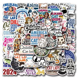 Cat Lady Stickers Pack - Funny Graffiti Decals for Luggage, Laptop, Phone, Car, Bike, Skateboard (ONLINE ORDER ONLY)