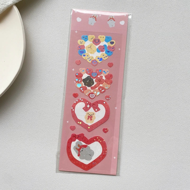 1pc Hot Silver Kawaii Bear Stickers Glitter Scrapbooking Decorative Cute Sticker Korean DIY Diary Album Stick Label Stationery (Online Order Only)