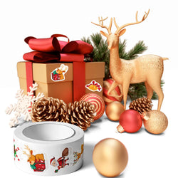 100-500pcs Heterotypic Christmas Themed Elks Snowmans Santa Claus Bells Stickers 8 Designs DlY Graffiti Holiday Tag Stationery (ONLINE ORDER ONLY)
