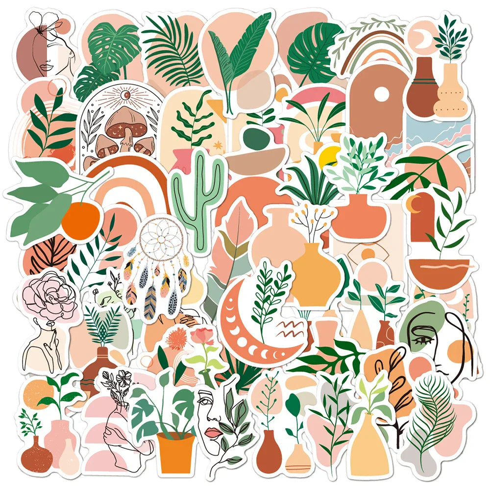 Vintage Boho Aesthetic Stickers for Scrapbook, Phone, Laptop, Water Bottle - 10/30/50/100pcs (ONLINE ORDER ONLY)