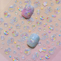 Star Drift Bottle Current Bottle Jellyfish Marine Meteor Water Bubble Love Heart Self Adhesive Nail Art Stickers Manicure Decals (ONLINE ORDER ONLY)