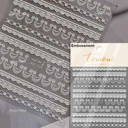 French Romantic Lace Flower Fabric Art Pearl Pendant Portrait Bowknot Textile Printing Delicate Nail Art Stickers Manicure Decal (ONLINE ORDER ONLY)