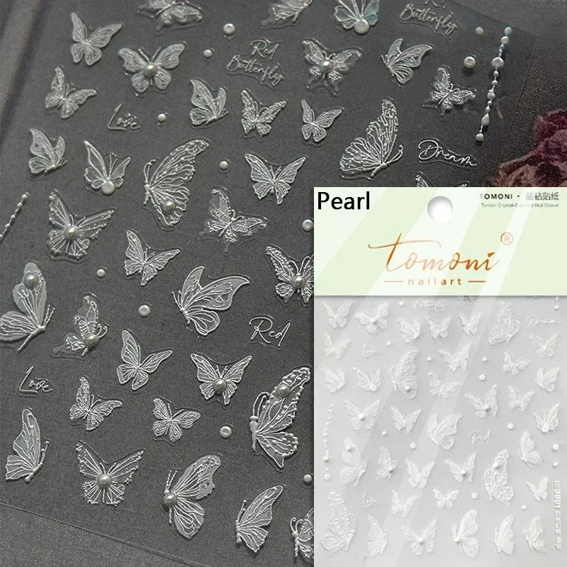 Charming Blue Sparrow Feather Rhinestone Wings Peacock Sparrow Dreamy Jelly Stars Self Adhesive Nail Art Stickers Manicure Decal (ONLINE ORDER ONLY)