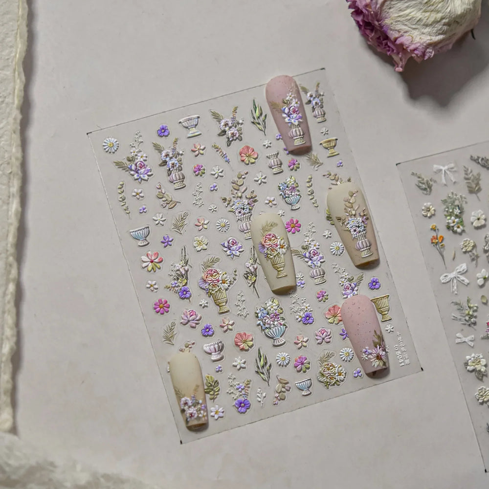 Angel Bowknot Stone Statue Vintage Photo Frame Flower Bed Bouquet Garden Rose Crown Adhesive Nail Art Stickers Manicure Decals (ONLINE ORDER ONLY)