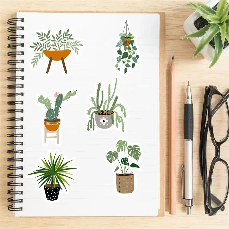 10/30/44PCS Cute Plants Sticker Aesthetic PVC Stationery Children's Sketchbook Sticky Diary Laptop Scrapbook Supplies for Kids (Online Order Only)